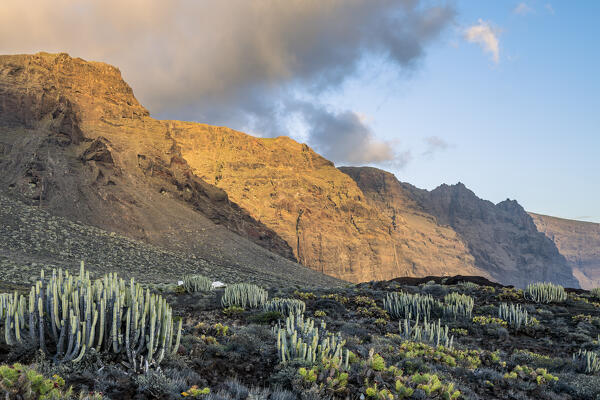 Spain,Canary Islands,Tenerife,Punta Teno at sunset