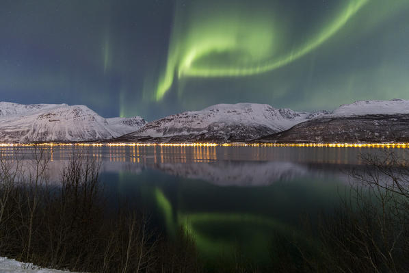 Northern lights at Kåfjord,Troms,Norway,Europe