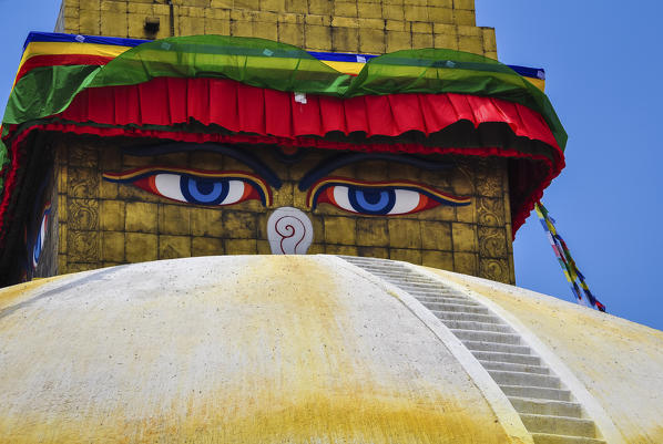 Eyes of Buddha,Bouddhanath stupa,Kathmandu, Nepal,Asia