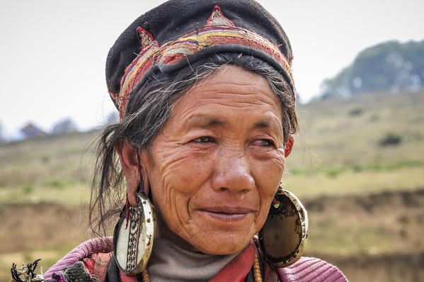 Portrait of old woman,Rasuwa district, Bagmati region,Nepal,Asia