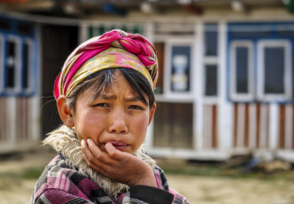 Portrait of young girl,Rasuwa district, Bagmati region,Nepal,Asia
