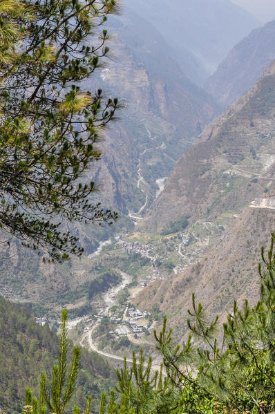 Narrow valleys leading to the nearby border with China,Rasuwa district, Bagmati region,Nepal,Asia