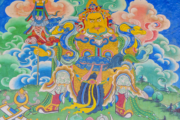 Divinity painted outside a monastery,Rasuwa district, Bagmati region,Nepal,Asia