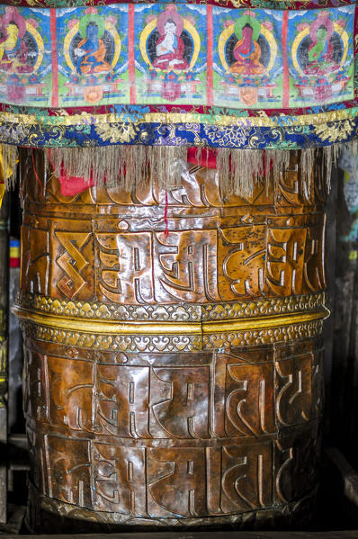 Prayer Wheel of a Buddhist Monastery,Rasuwa district, Bagmati region,Nepal,Asia