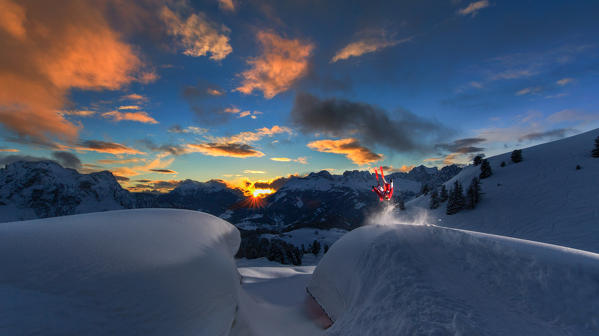 Europe,Italy,Trentino,Dolomites,Fassa Valley.
ski jump in Buffaure