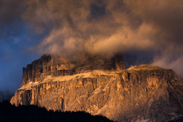 Europe,Italy,Dolomites,Trentino,Fassa valley.
Sunset over Sella group
