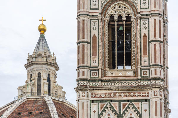 Giotto's bell tower and Brunelleschi's dome in Florence, Tuscany, Italy.