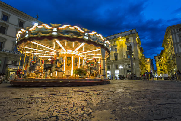The historical carousel in Piazza della Repubblica, Florence, Tuscany, Italy.