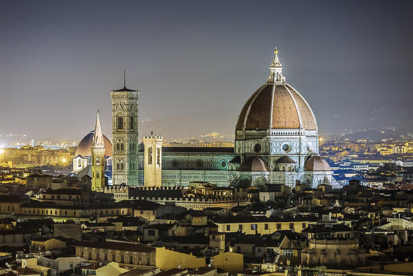 Santa Maria del Fiore cathedral at night. Florence, Tuscany, Italy.