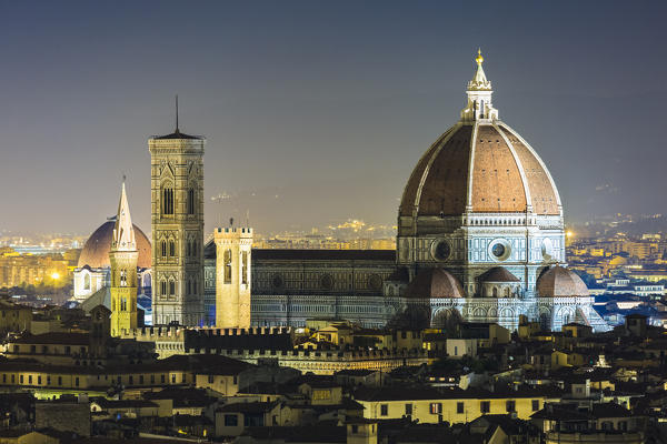 Santa Maria del Fiore cathedral at night. Florence, Tuscany, Italy.
