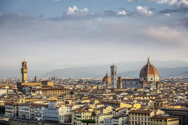 Santa Maria del Fiore cathedral and Palazzo Vecchio in Florence, Tuscany, Italy.