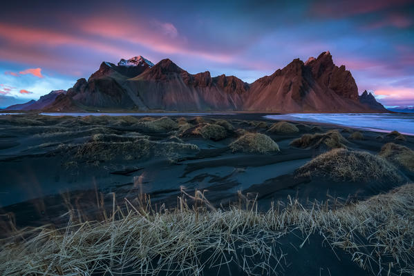 Landscape at sunset. Stokksnes, Eastern Iceland, Europe