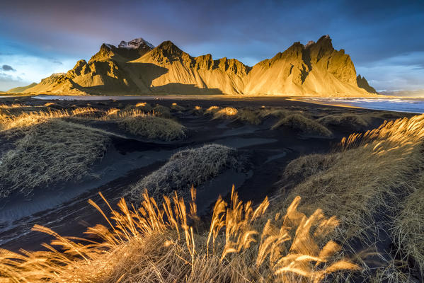 Landscape at sunset. Stokksnes, Eastern Iceland, Europe