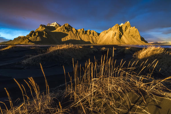 Landscape at sunset. Stokksnes, Eastern Iceland, Europe