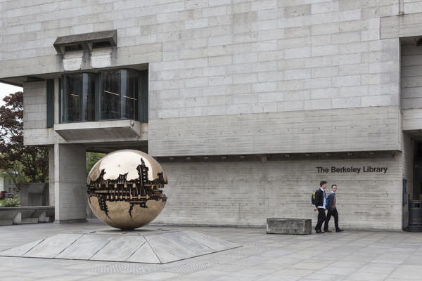 Arnaldo Pomodoro's 'Sphere within sphere' at the Berkeley Library, Trinity College. Dublin, Leinster, Ireland, Europe.