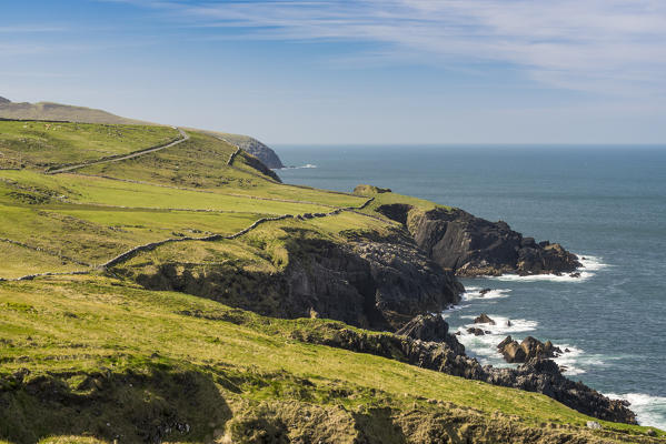 Irish coastal scenery along Skellig Ring, Co.Kerry, Munster, Ireland, Europe.
