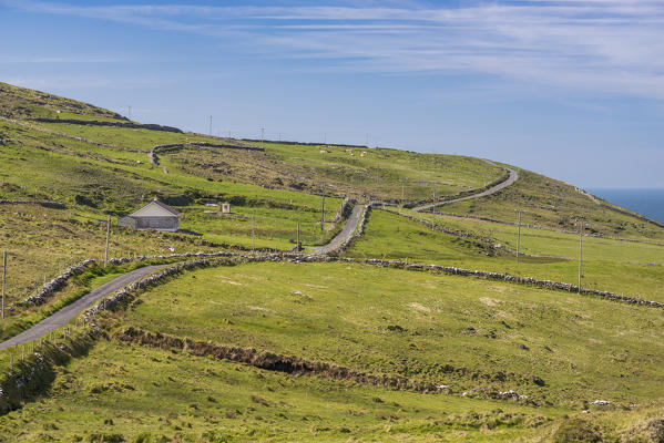 Irish coastal scenery along Skellig Ring, Co.Kerry, Munster, Ireland, Europe.