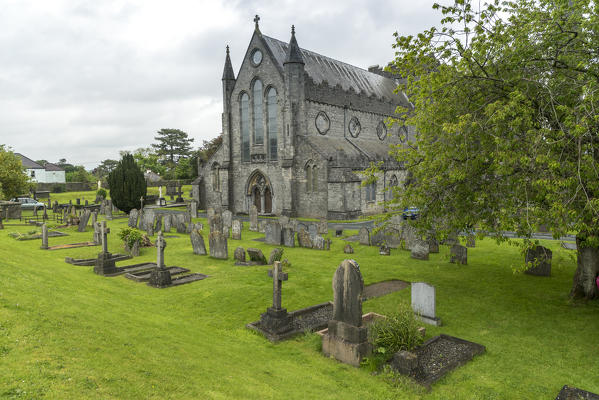 St Canice's Cathedral and its gardens with ancient graveyards. Kilkenny, Co.Typperary, Munster, Ireland, Europe
