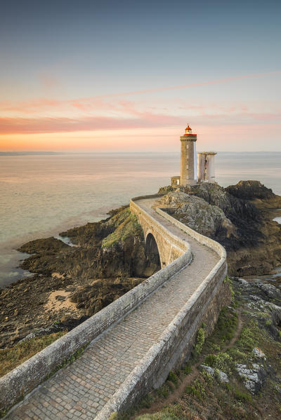 Petit Minou lightouse at sunrise. Plouzané, Finistère, Brittany, France.