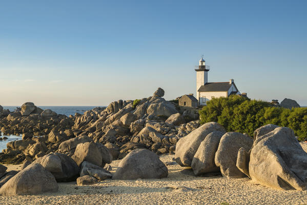 Pontusval lighthouse. Brignogan Plage, Finistère, Brittany, France.