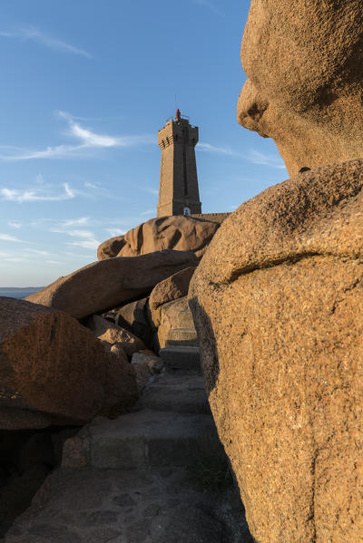 Ploumanach lighthouse. Perros-Guirec, Côtes-d'Armor, Brittany, France.