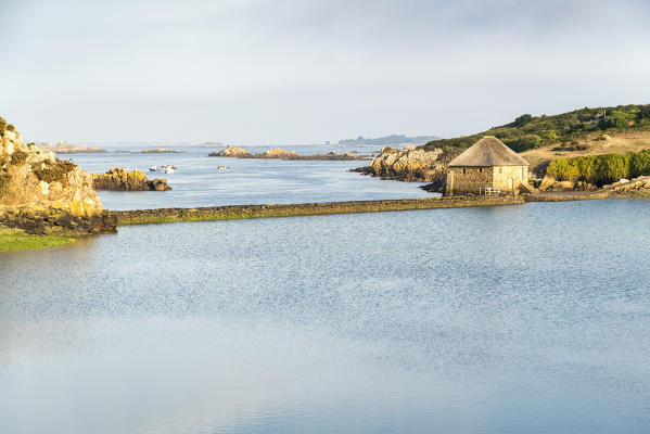 Tide mill on Bréhat island, Côtes-d'Armor, Brittany, France.