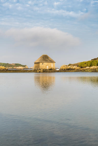 Tide mill on Bréhat island, Côtes-d'Armor, Brittany, France.