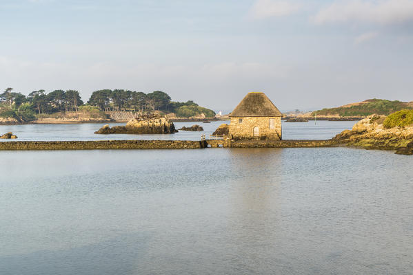 Tide mill on Bréhat island, Côtes-d'Armor, Brittany, France.