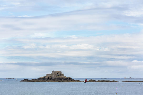 The fortress on Petit Bé isle. Saint-Malo, Ille-et-Vilaine, Brittany, France.