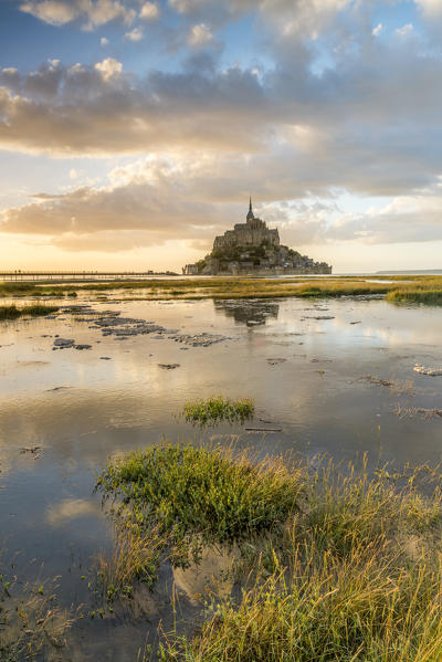 Sunset light. Mont-Saint-Michel, Normandy, France.