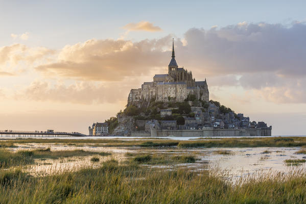 Sunset light. Mont-Saint-Michel, Normandy, France.
