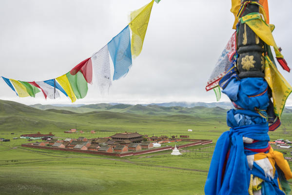 View of Amarbayasgalant Monastery from the Ovoo above. Mount Buren-Khaan, Baruunburen district, Selenge province, Mongolia.