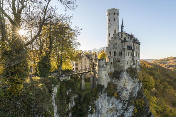 Lichtenstein castle in autumn. Lichtenstein, Baden-Württemberg, Germany