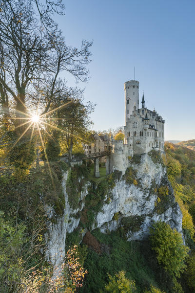 Lichtenstein castle in autumn. Lichtenstein, Baden-Württemberg, Germany