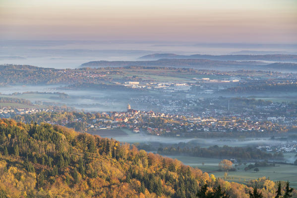 Hechingen, Baden-Württemberg, Germany. First lights of the day on the town.