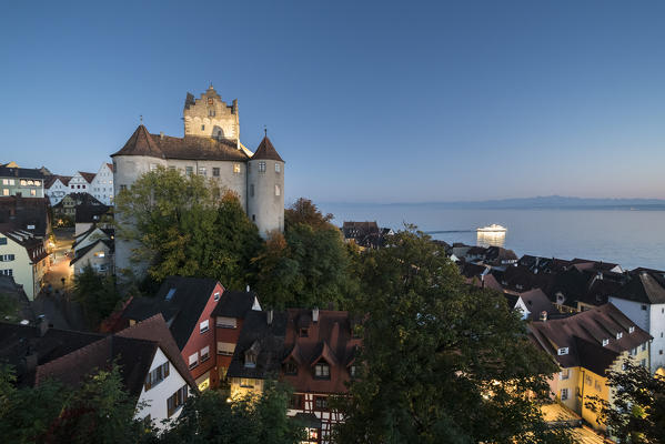 Old Castle at dusk. Meersburg, Baden-Württemberg, Germany.