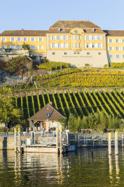 Little harbour and the town winery. Meersburg, Baden-Württemberg, Germany.