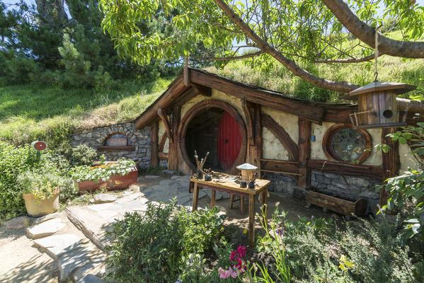 Hobbit house. Hobbiton Movie Set, Matamata, Waikato region, North Island, New Zealand.