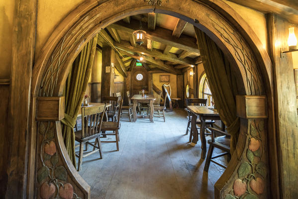 Interiors of The Green Dragon Inn. Hobbiton Movie Set, Matamata, Waikato region, North Island, New Zealand.