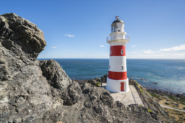 Cape Palliser lighthouse, Cape Palliser, Wellington region, North Island, New Zealand.