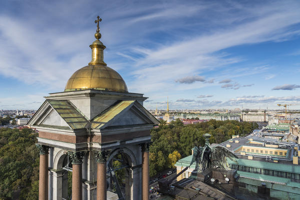Detail of a dome of Saint Isaac's Cathedral. Saint Petersburg, Russia.