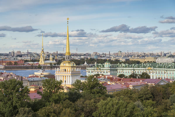 Admiralty building and Hermitage shot from Saint Isaac's Cathedral. Saint Petersburg, Russia.