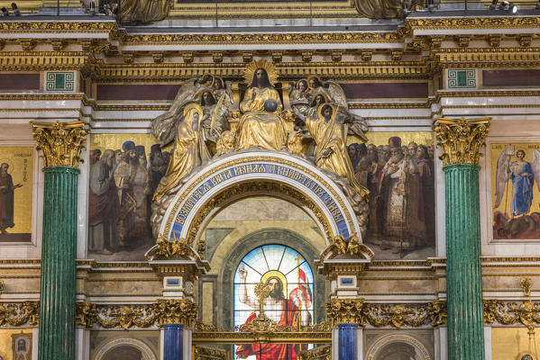 Details of the decorated interiors of Saint Isaac's Cathedral. Saint Petersburg, Russia.