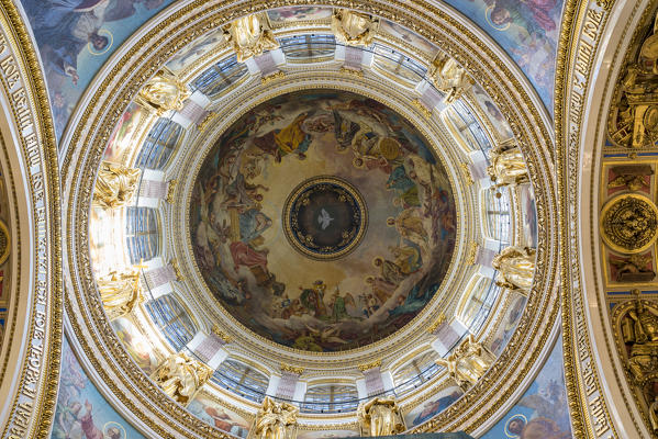 Details of the decorated interiors of Saint Isaac's Cathedral. Saint Petersburg, Russia.