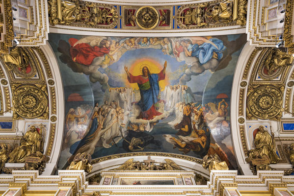 Details of the decorated interiors of Saint Isaac's Cathedral. Saint Petersburg, Russia.