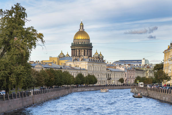 Moika River and Saint Isaac's Cathedral. Saint Petersburg, Russia.