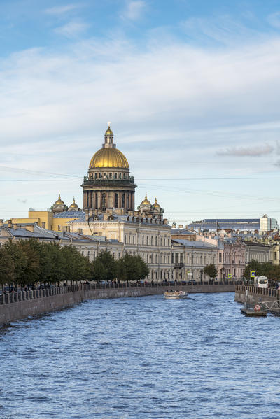 Moika River and Saint Isaac's Cathedral. Saint Petersburg, Russia.