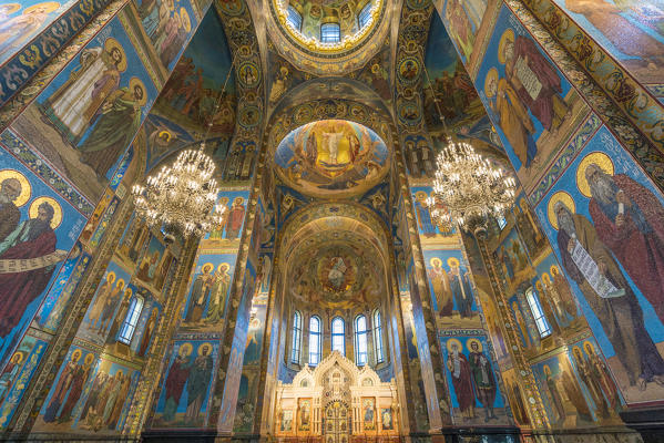 Interiors of the Church of the Saviour on Spilled Blood. Saint Petersburg, Russia.