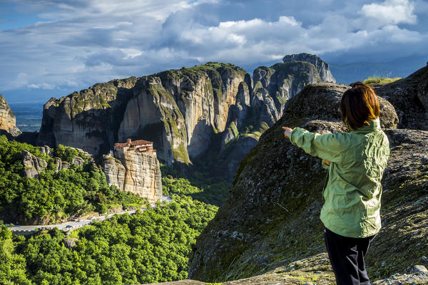 Orthodox Monastery and rock boulders in Meteora near Kalambaka, Thessaly, Greece