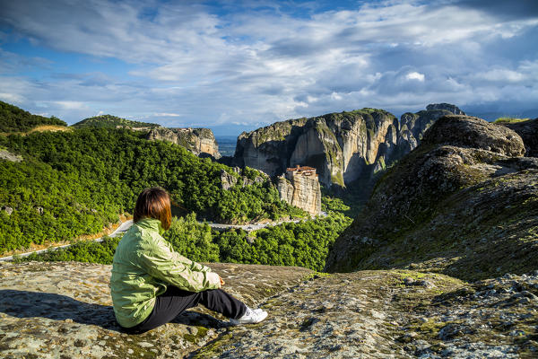 Orthodox Monastery and rock boulders in Meteora near Kalambaka, Thessaly, Greece